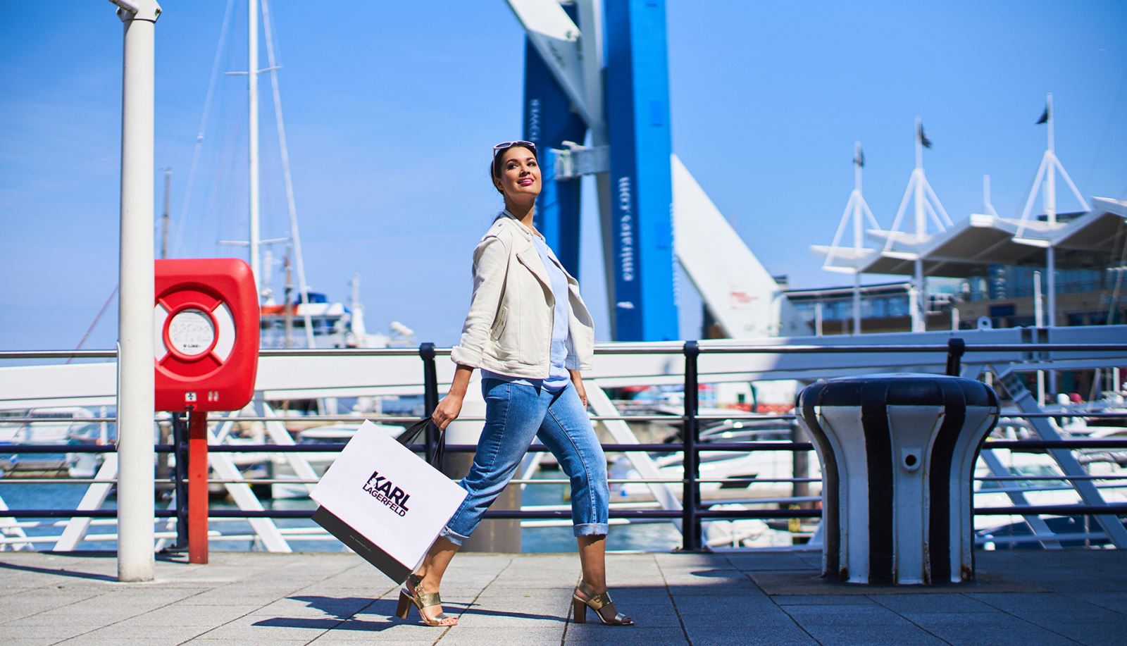 Shopping at Gunwharf Quays in the city of Portsmouth